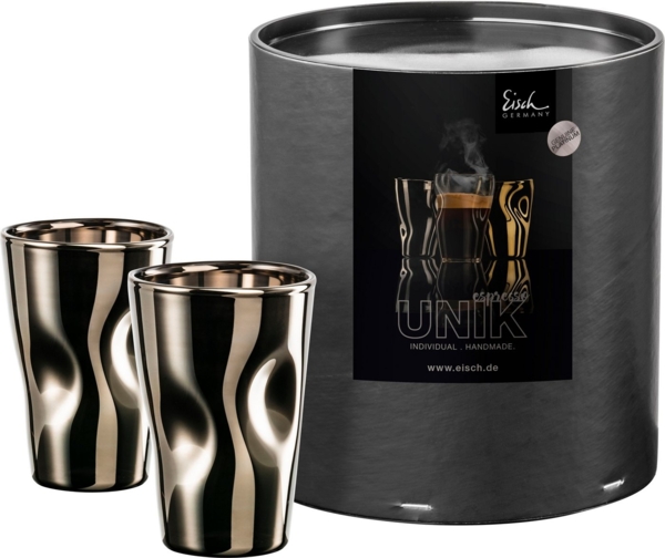 Eisch UNIK Espressoglas 2er Set silber im Geschenkkarton