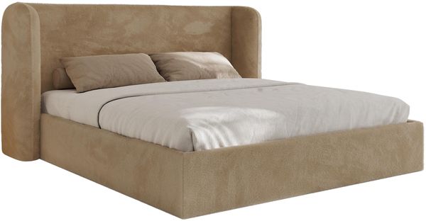 Polsterbett Bett mit Holzlattenrost Schlafzimmer Bett Doppelbett gepolstertes Kopfteil - EMORA CLASSIC - 200x200 cm - Beige Plüsch Bild 6