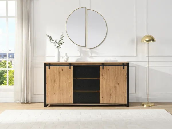 Vente-unique - BELINARO Sideboard Holz, Platte Beige - B 40 cm x H 91 cm x L 170 cm