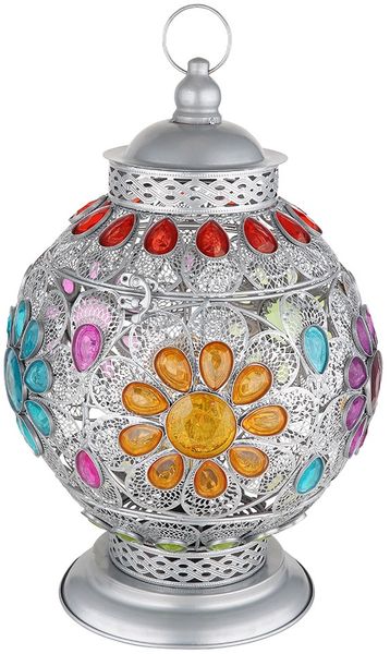Tischleuchte, Metall, Kristalle, orientalisch, D 27cm