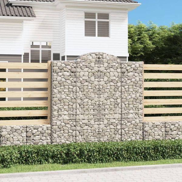 vidaXL Gabione mit Hochbogen 200x50x200/220 cm Verzinktes Eisen 153500