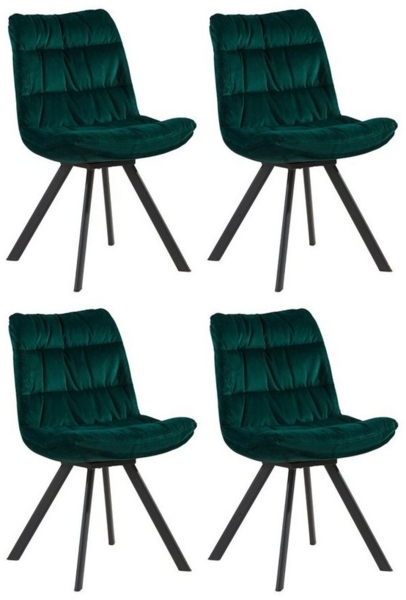 Home4You Polsterstuhl, 4er Set, Grün, Samt, Metallgestell