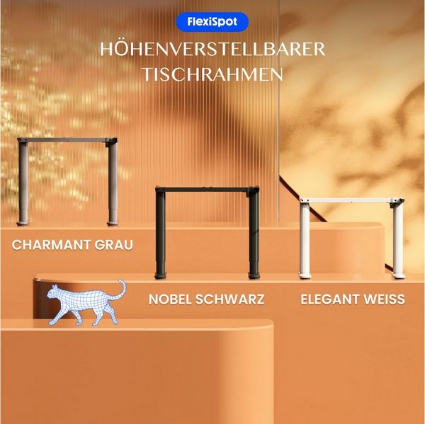 FLEXISPOT Schreibtisch Elektrisch höhenverstellbares Tischgestell, Schwarz/Weiß/Grau/Mousse (1-St, mit elegant abgerundeten Tischbeinen (runde Form), harmonisches Design, Anti-Kollisionsschutz, Max. Load: 80KG