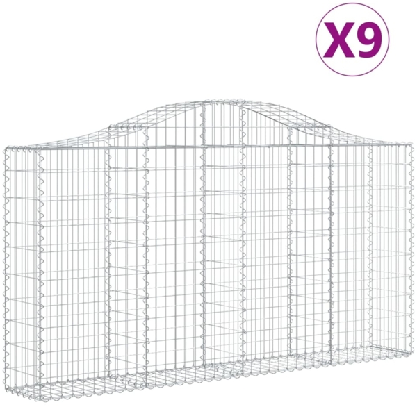 vidaXL Gabionen mit Hochbogen 9 Stk. 200x30x100/120cm Verzinktes Eisen 3145437