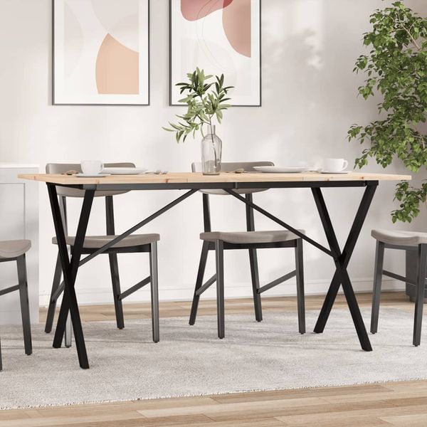 vidaXL Esstisch X-Gestell 160x80x75 cm Massivholz Kiefer und Stahl 3282699