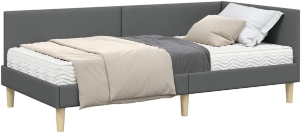 vidaXL Eckbettgestell mit Matratze Sonstiges 2 pcs Grau Stoff 3393726