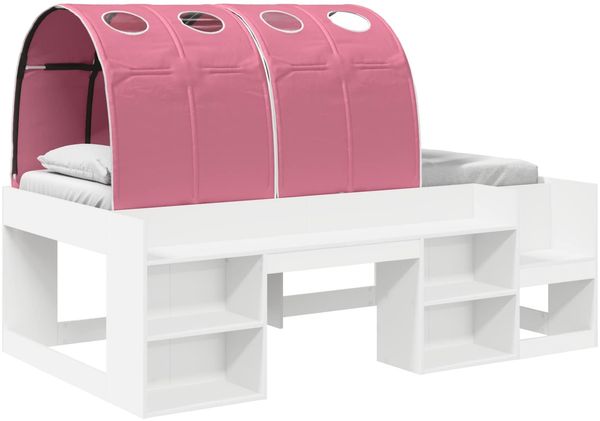 vidaXL Hochbett für Kinder mit Stauraum Weiß und Rosa Holzwerkstoff 3423596