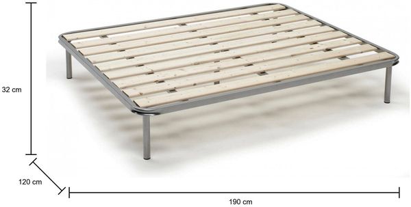 Dmora Doppelbettuntergestell Adeena, orthopädisches Untergestell mit gehobelten Lattenrosten, 100 % Made in Italy, 120 x 190 x 31 cm Bild 3