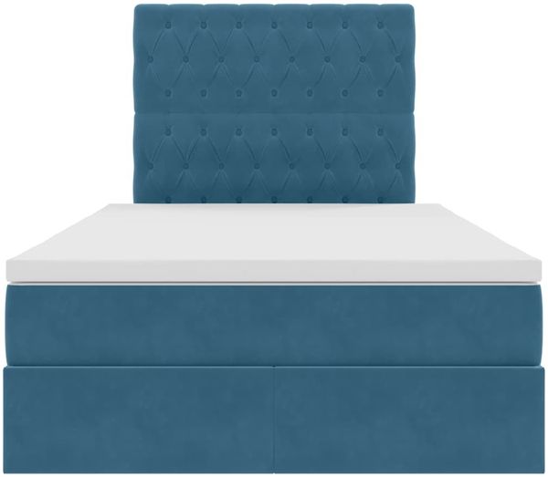 vidaXL Aufbewahrungsbett mit Matratze Dunkelblau 120 x 200 cm Samt 3372085 Bild 7