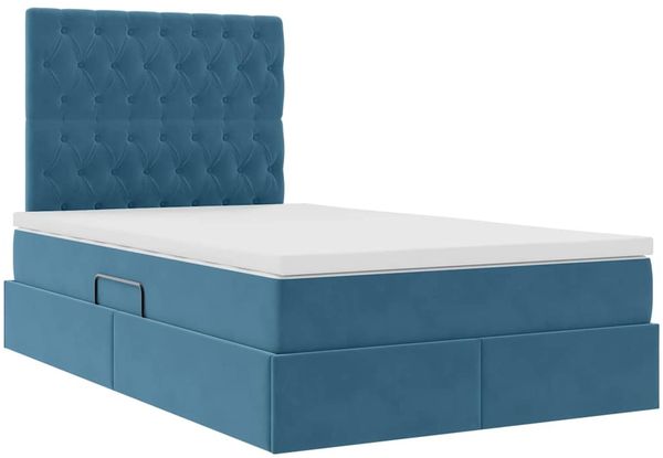 vidaXL Aufbewahrungsbett mit Matratze Dunkelblau 120 x 200 cm Samt 3372085 Bild 5