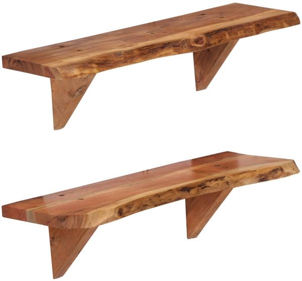 vidaXL Wandregale 2 Stk. 60 x 20 x 18 cm Massivholz Akazie 247927