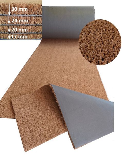 Mertex Fußmatte Fußmatte Kokos Läufer Meterware Naturprodukt, rutschfest, zuschneidbar