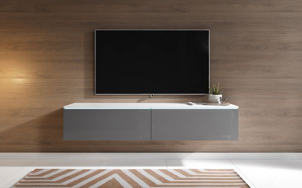 INOSIGN Lowboard LOWBOARD D, wahlweise mit oder ohne Beleuchtung, modernes TV-Board ohne Griffe, mit viel Stauraum,stehend und hängend