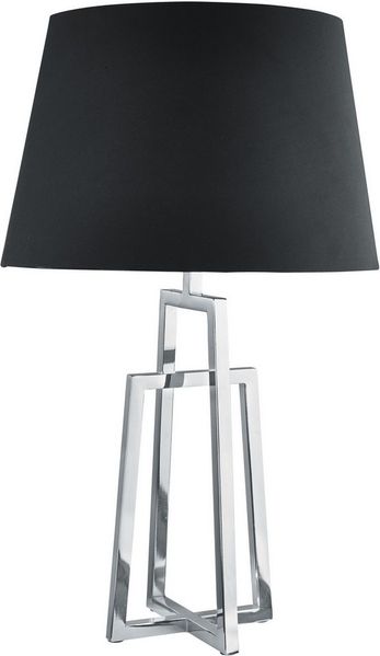 Tischlampe, Stahl, Chrom, schwarz, Kegel, Stoffschirm