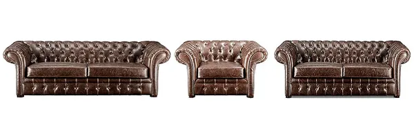 Vente-unique - CLOTAIRE Sofa and armchair set Leder Braun - B 90 cm x H 73 cm x L 232 cm127 cm173 cm