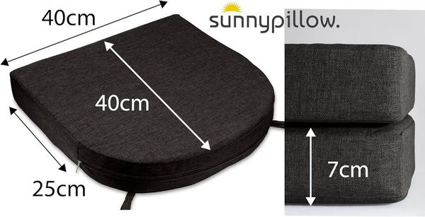 sunnypillow Stuhlkissen 2er Set Stuhlkissen 40 x 40 cm, zylindrische Form, "HAVANA", Schwarz