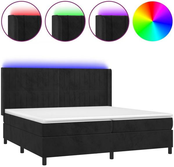 vidaXL Boxspringbett mit Matratze & LED Schwarz 200x200 cm Samt 3139705 Bild 2