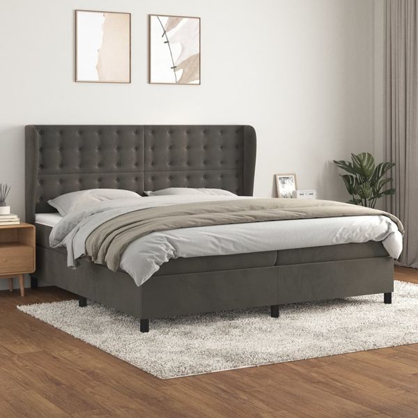 vidaXL Polsterbett mit Matratze Dunkelgrau 200x200 cm Samt, Härtegrad: H2 [3129472]