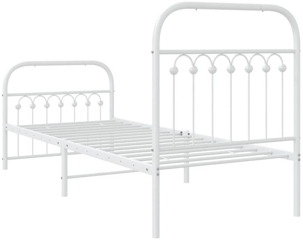 vidaXL Bettgestell mit Kopf- und Fußteil Metall Weiß 75x190 cm 376657 Bild 6