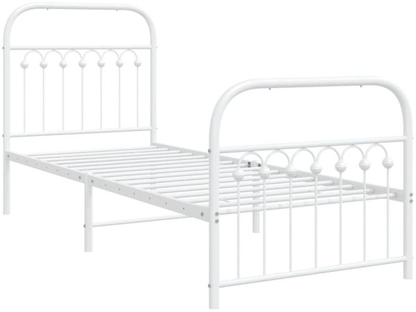 vidaXL Bettgestell mit Kopf- und Fußteil Metall Weiß 75x190 cm 376657 Bild 3