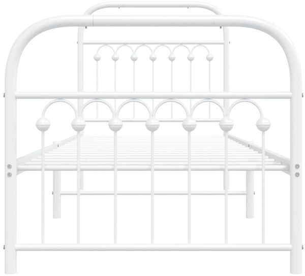 vidaXL Bettgestell mit Kopf- und Fußteil Metall Weiß 75x190 cm 376657 Bild 4