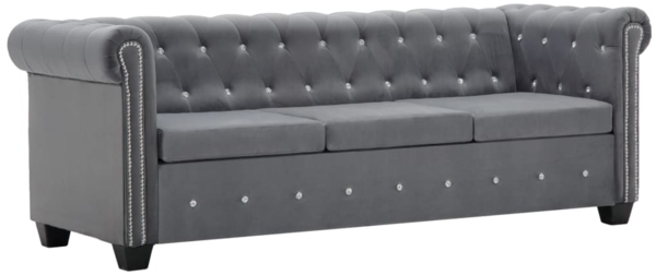 vidaXL Chesterfield Sofa 3-Sitzer Samtbezug 199 x 75 x 72 cm Grau