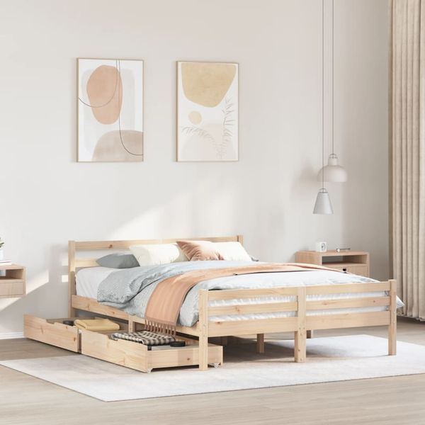 vidaXL Massivholzbett ohne Matratze 140x190 cm Kiefernholz 3301602