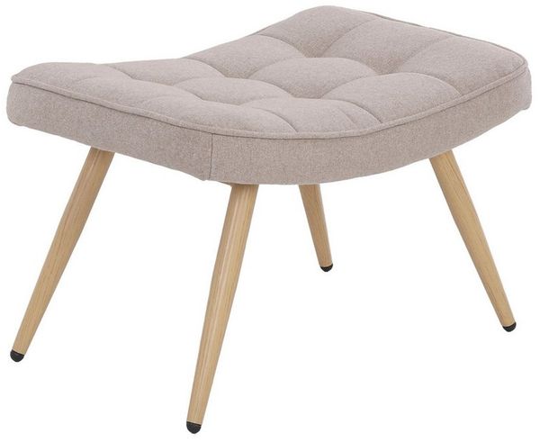 byLIVING Hocker Uta / Webstoff sandfarben / Gestell Metall in Eichenoptik foliert / Fuß-Ablage / Sitzhocker / B 60, H 39, T 41 cm