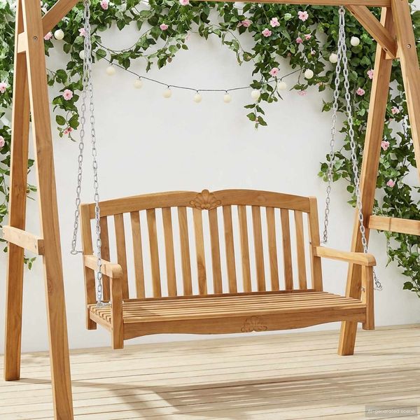vidaXL Schaukelbank 114 x 60 x 60,5 cm Massivholz Teak Natur 42030025