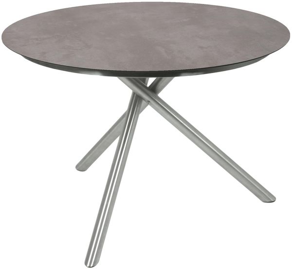 Gartentisch HUGO rund Edelstahl Kunststoff Grau 110x110x75cm | Terrassentisch Wetterfest Outdoor Tisch