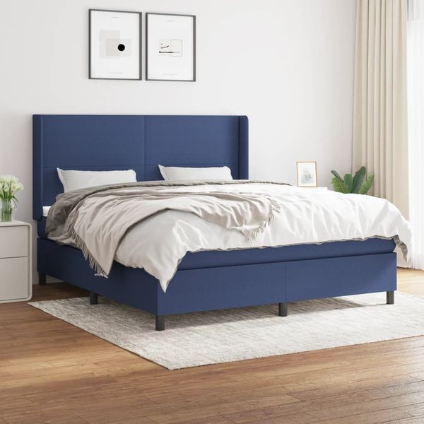 vidaXL Boxspringbett mit Matratze Blau 180x200 cm Stoff 3131295