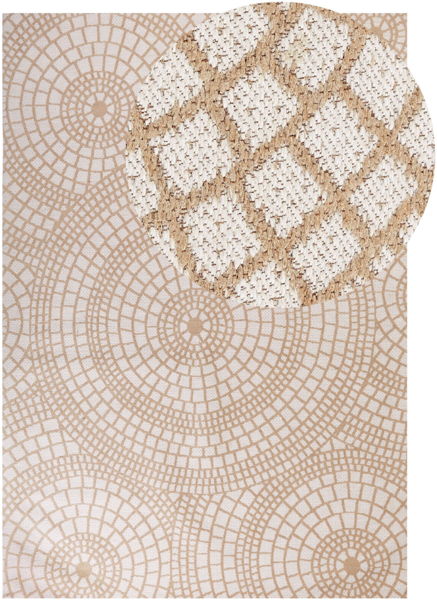 Teppich Jute beige weiß 160 x 230 cm geometrisches Muster Kurzflor ARIBA