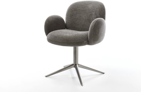 Drehstuhl Nube-Flex mit Armlehnen Bouclé Soft Schlamm Fußkreuz Graphit 360° drehbar Wippfunktion Taschenfederkern