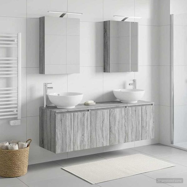 vidaXL Badezimmerschrank-Set 5 pcs Grau Sonoma Holzwerkstoff 3406476