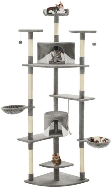vidaXL Katzen-Kratzbaum mit Sisal-Kratzsäulen 203 cm Grau und Weiß 170529