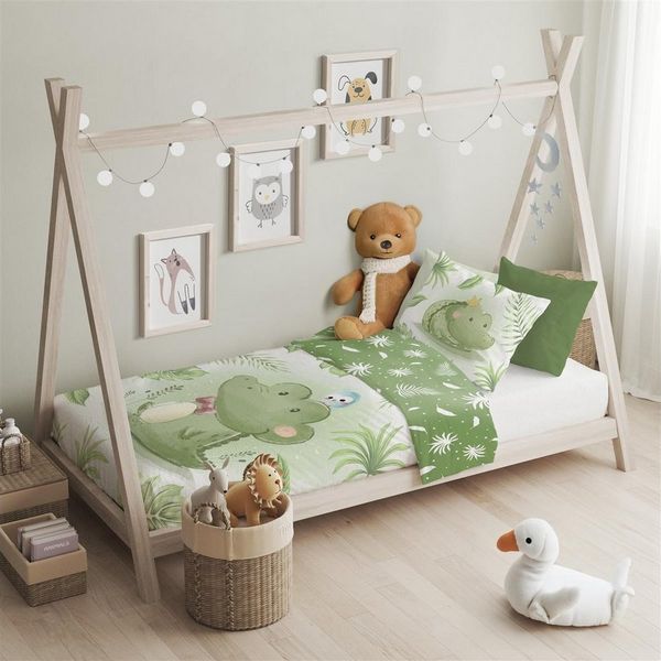 Baby Bettwäsche Set mit Krokodil 2 tlg. 100x135 cm 100% Baumwolle