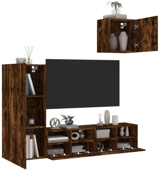 vidaXL 4-tlg. Wohnwand Räuchereiche Holzwerkstoff 3216504
