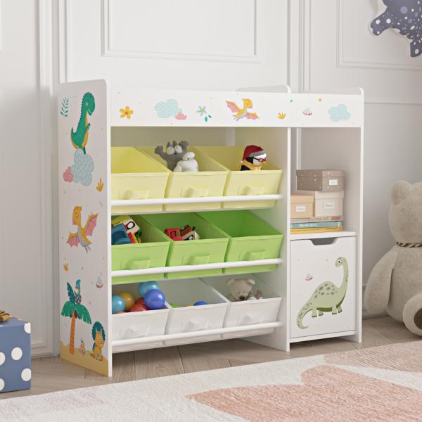 Kinderregal Søndreland 80x90x30 cm mit Dinosaurier Motiv [en. casa]