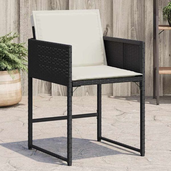 vidaXL Gartenstühle mit Kissen 4 Stk. Schwarz Poly Rattan 365000