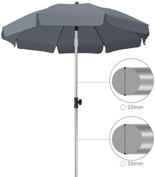 TLGREEN Sonnenschirm,200 cm,8 Stahlverstrebungen,UV 50+, für Garten,Balkon und Terrasse,200 g/m²