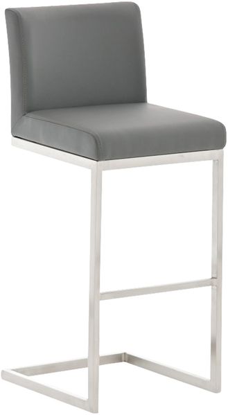 Barhocker COBAS - Kunstleder Grau 42x48x104 cm | Barstuhl Mit Lehne Tresenhocker Tresenstuhl Kneipenhocker Kneipenstuhl