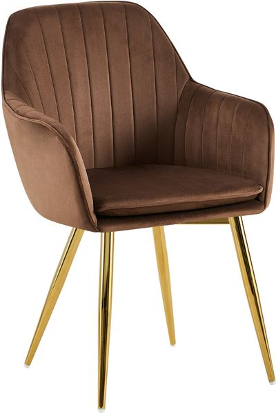 Esszimmerstuhl SULIS - Samt Braun 60x86x57 cm Gold | Essstühle Esszimmerstühle Küchenstühle Wohnzimmerstühle