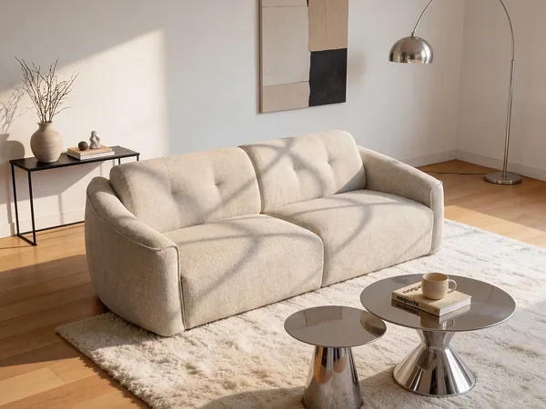 Vente-unique - ASUFA Sofa Stoff Beige - B 100 cm x H 80 cm x L 228 cm