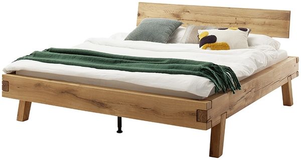 Massivholzbett >Kreta< 200x200 cm in Wildeiche, Massivholz - 217x90x217cm (BxHxT)