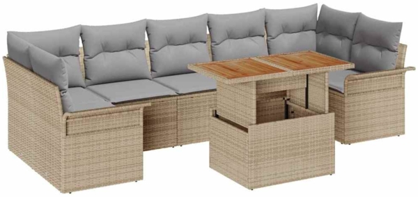 vidaXL Garten-Sofa-Set mit Kissen 8 pcs Beige und Hellgrau 3349300