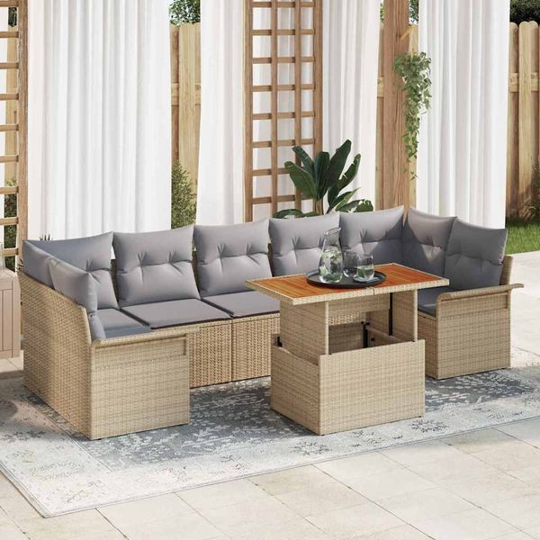 vidaXL Garten-Sofa-Set mit Kissen 8 pcs Beige und Hellgrau 3349300