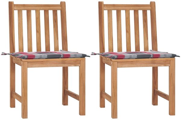 vidaXL Gartenstühle 2 Stk. mit Kissen Massivholz Teak 3062929