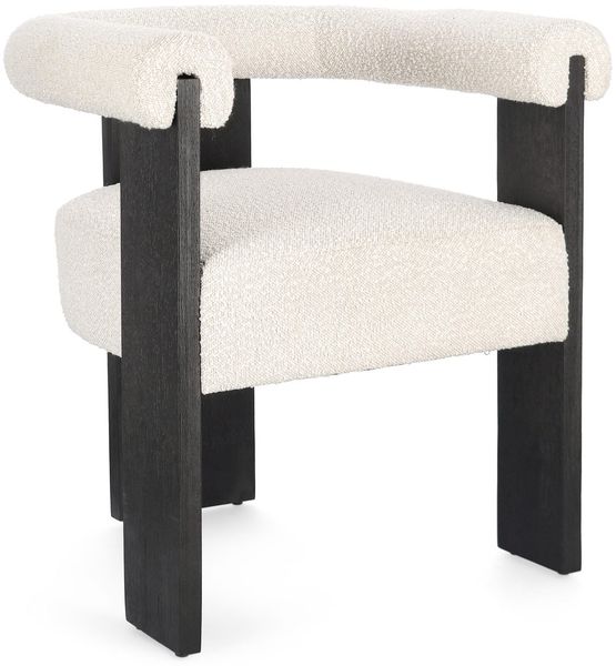 Esszimmerstuhl Agape Bouclé, modernes Design mit Armlehne, Natur Schwarz, gepolstert