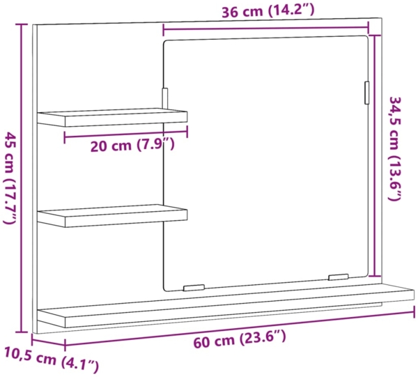 vidaXL Badspiegel mit Ablagen Artisan-Eiche 60x10,5x45 cm 856256 Bild 9