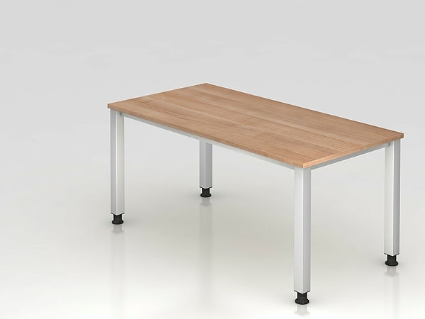 Schreibtisch QS16 4Fuß eckig 160x80cm Nussbaum Gestellfarbe: Silber